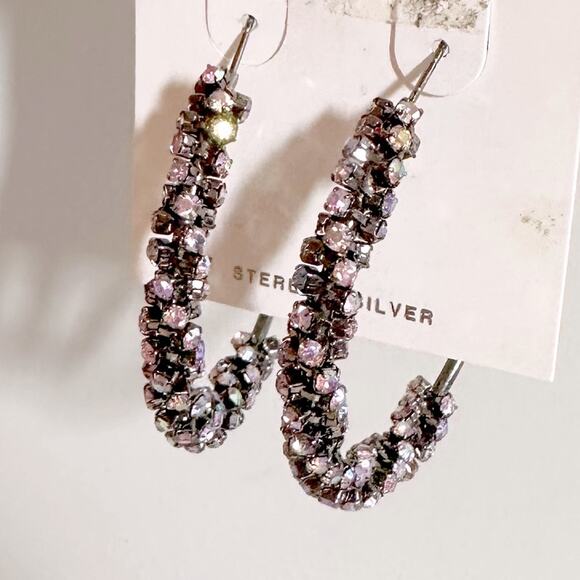 Lord and Taylor Iridescent Purple Pink Hoop Earrings Retro NWT NEW - Picture 1 of 7